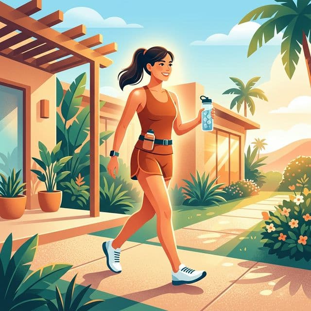 Hydrationsszene bei warmem Wetter, die den zusätzlichen Hitzestress im Training zeigt