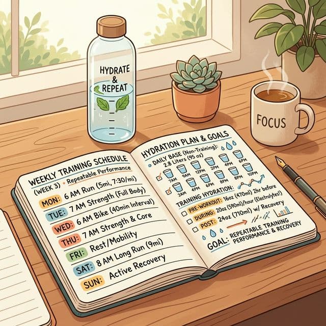 Illustration af en personlig hydreringsplan til stabil træningspræstation