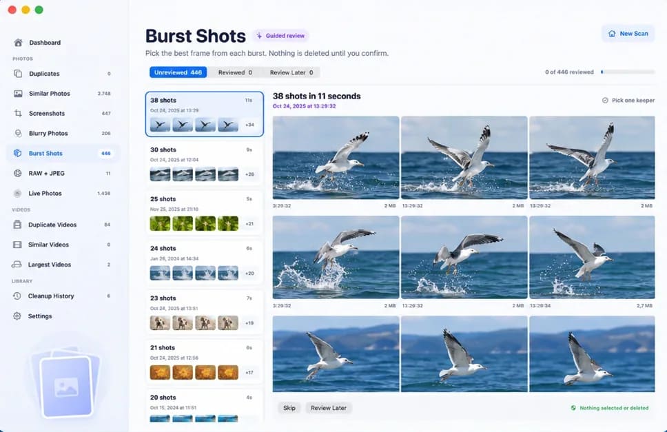 Vision AI: Photo Cleaner: Burst shots, reviewed frame by frame