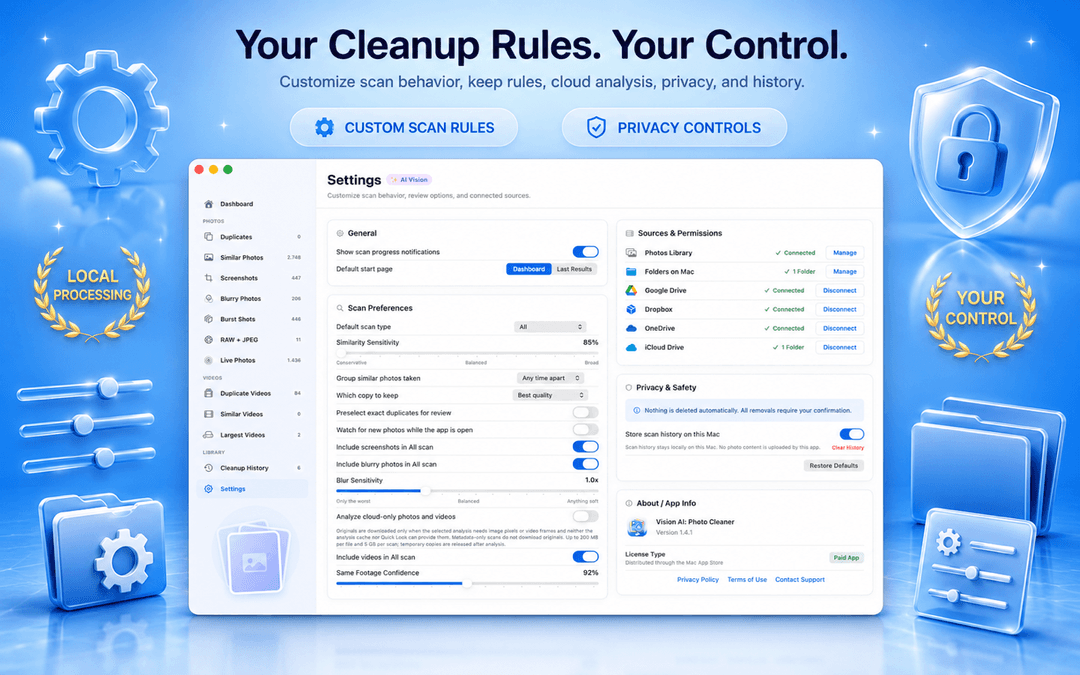 Skanningsinstallningar, kallbehorigheter och integritetskontroller i macOS