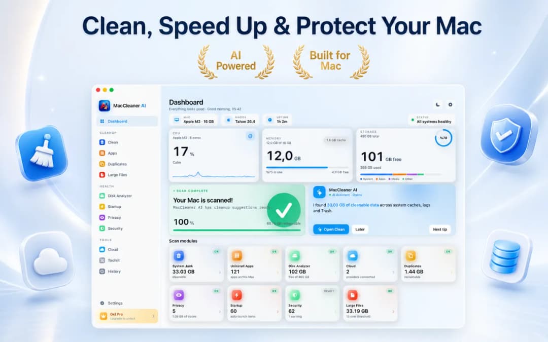 Smart Cleaner AI: Disk Clean dashboard