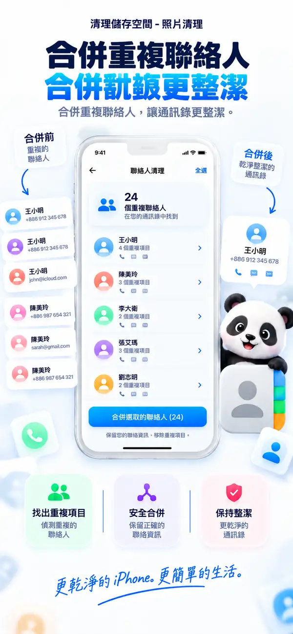 一個人，一張聯絡人卡片。