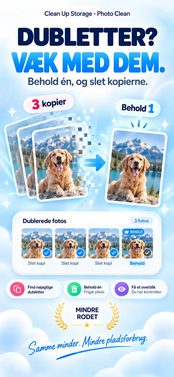 Tre kopier af samme billede? Behold én.