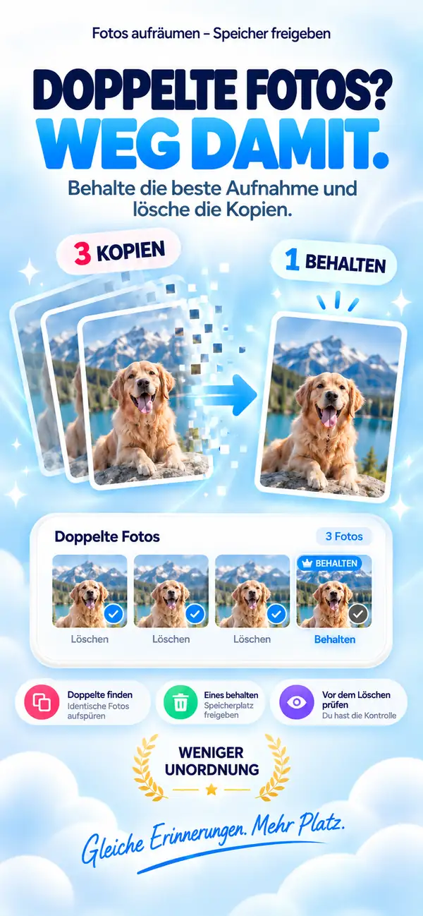 Drei Kopien desselben Fotos? Behalten Sie eins.