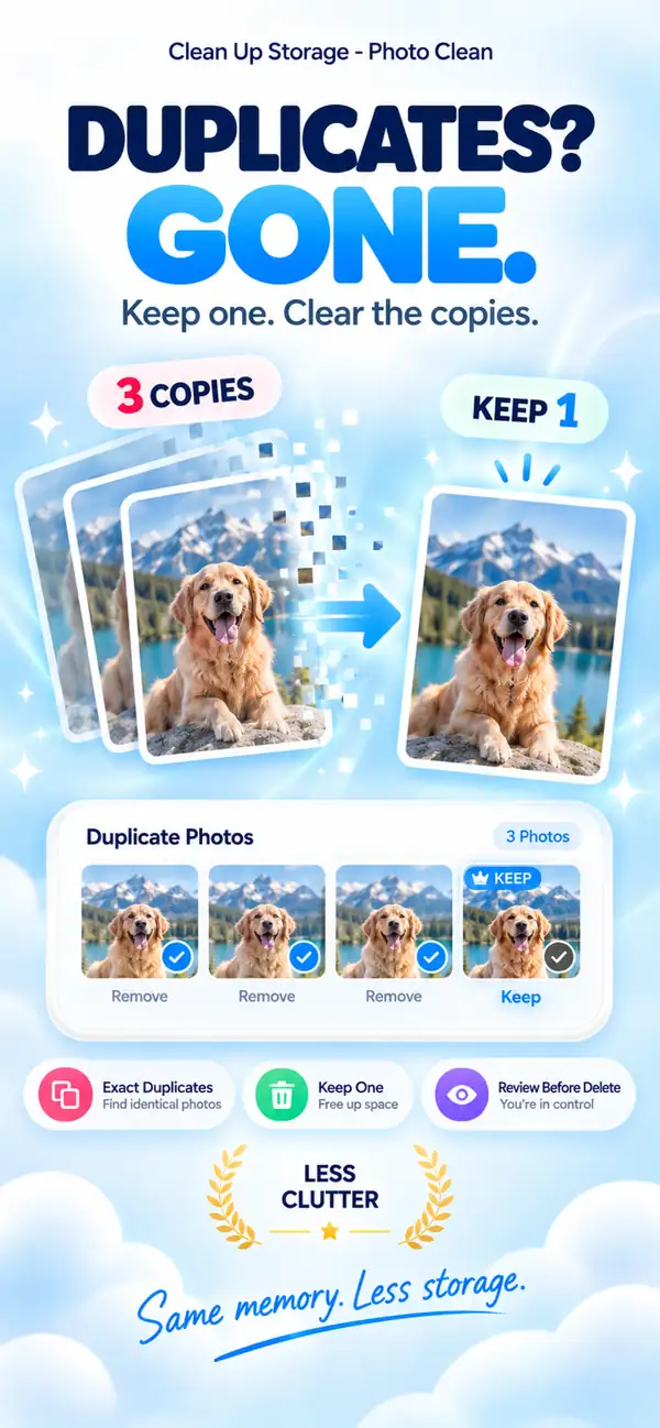 Three copies of the same photo? Keep one.