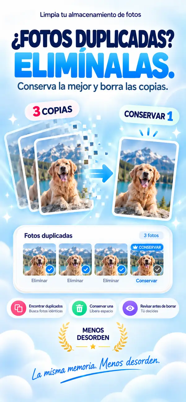 ¿Tres copias de la misma foto? Quédate con una.