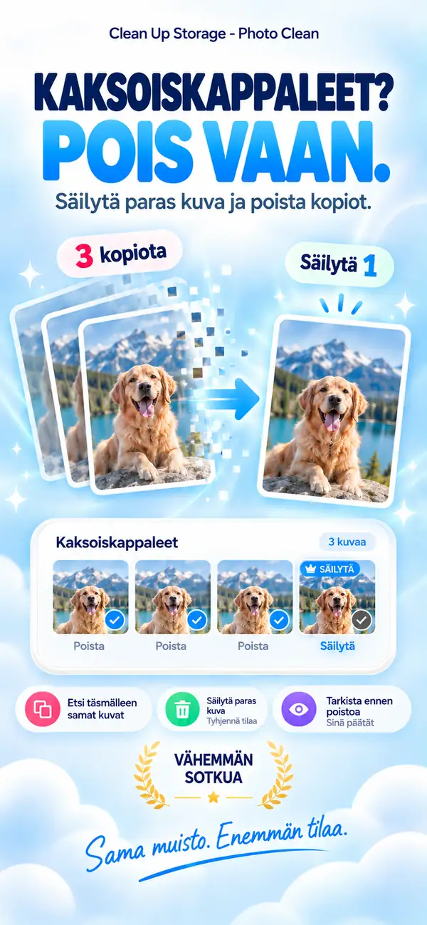 Kolme kopiota samasta kuvasta? Pidä yksi.