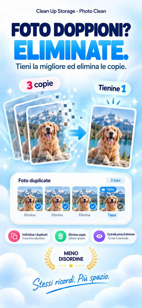 Tre copie della stessa foto? Tienine una.