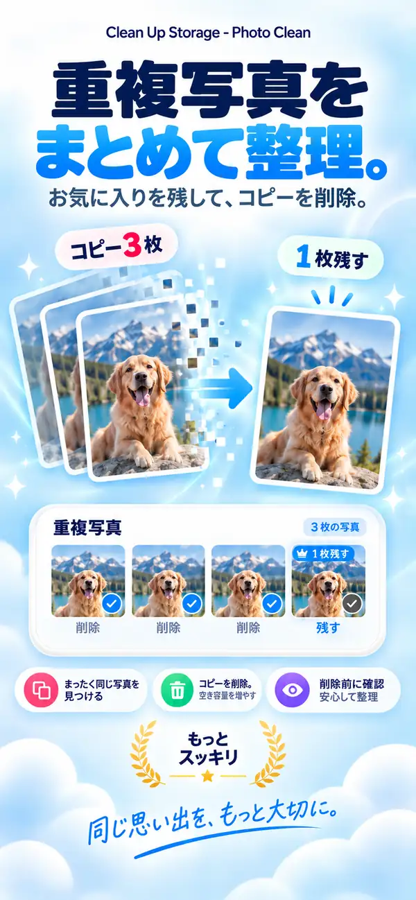 同じ写真が3枚？ 残すのは1枚で十分。