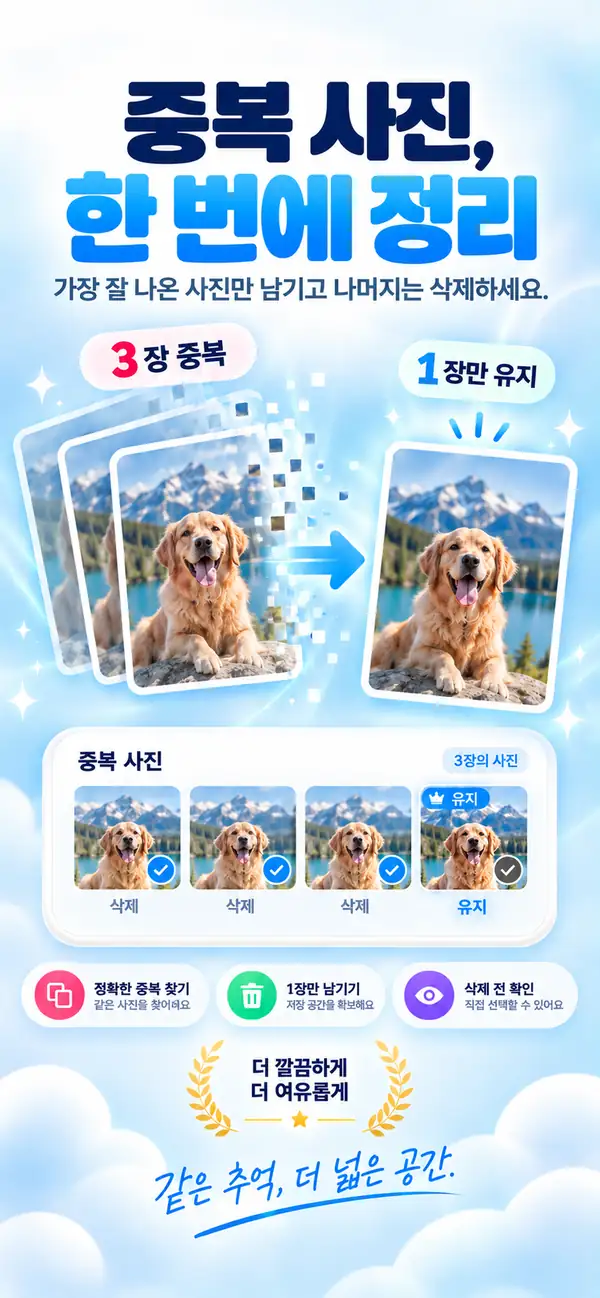 같은 사진이 세 장? 한 장이면 충분합니다.
