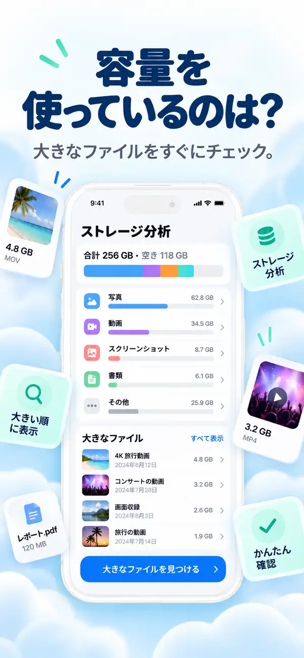 何が容量を使っているか、ひと目で。