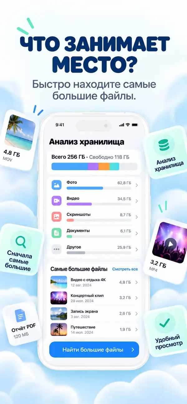 Узнайте, что занимает место.