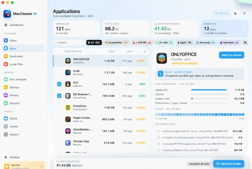 Smart Cleaner AI - Disk Clean: Vollständige App-Deinstallation