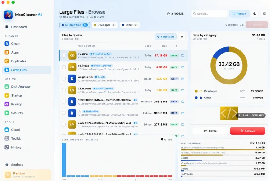 Smart Cleaner AI - Disk Clean: Große und vergessene Dateien